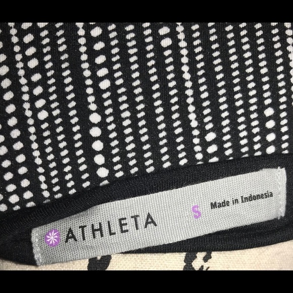 Athleta Black and White Micro Dot Wrap It Up V Neck Faux Wrap Dress - Picture 6 of 9